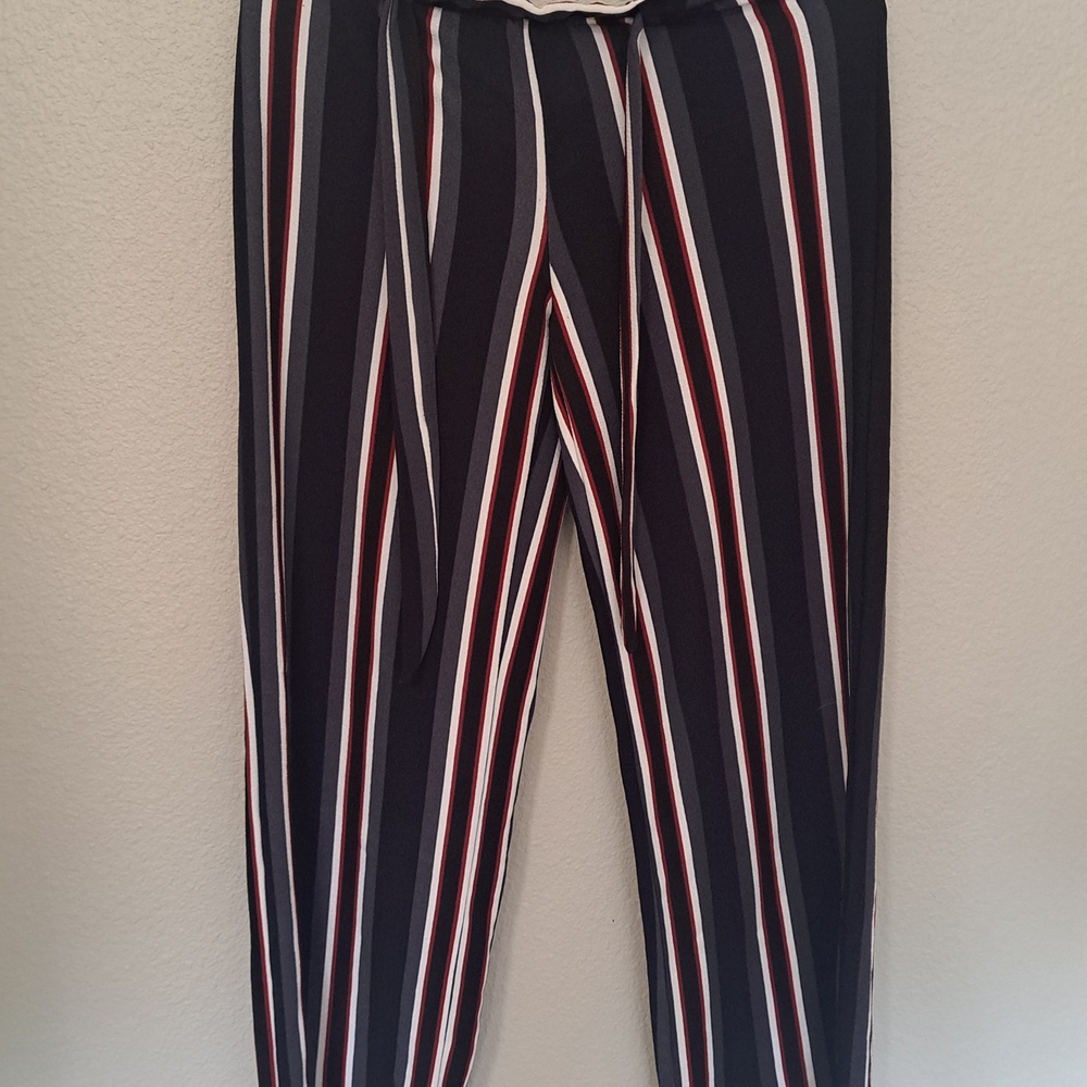 Hot Kiss Black Pants with Red and White Stripes